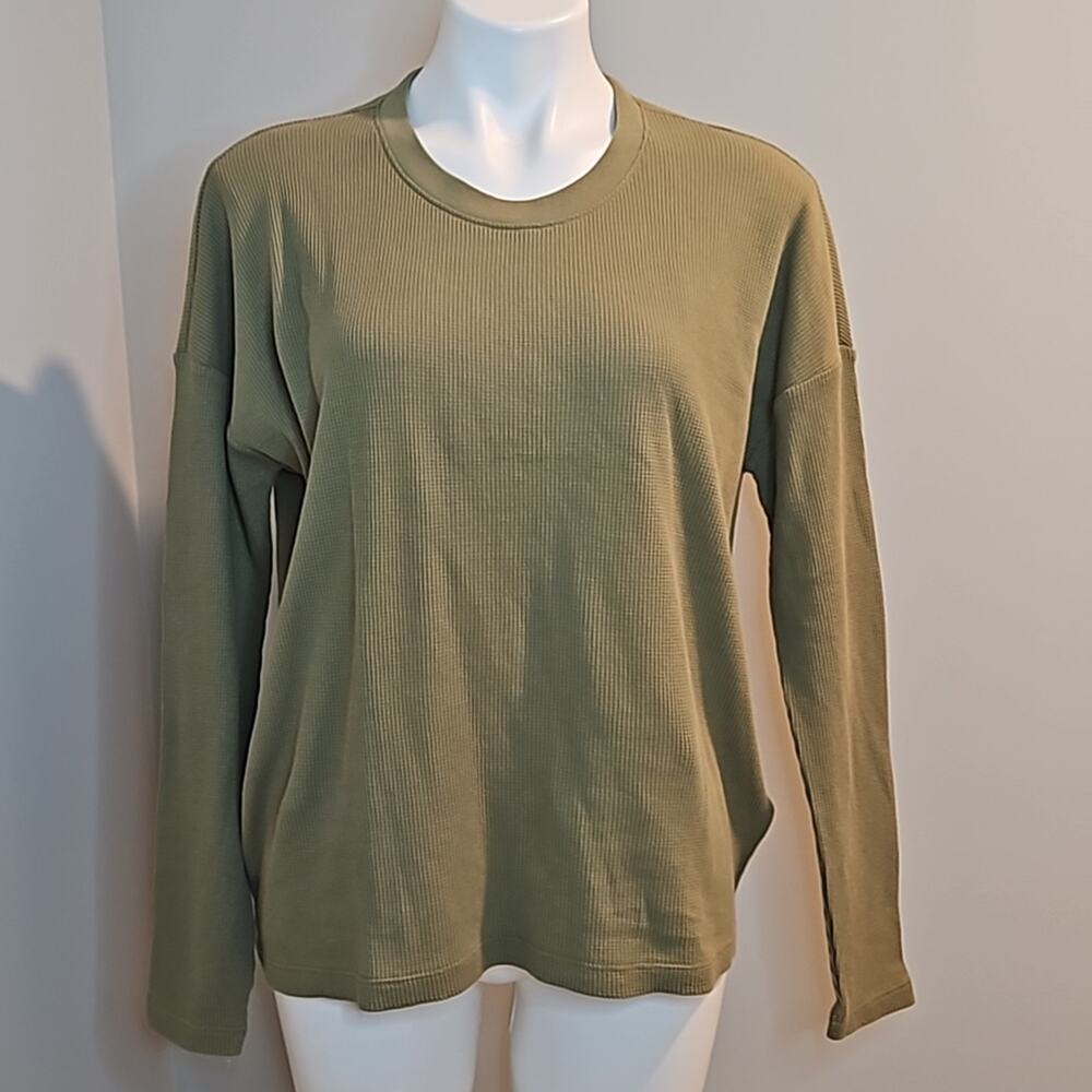 J. Crew Women’s Green Waffle Knit Long Sleeve Tee - Size Small - NWT